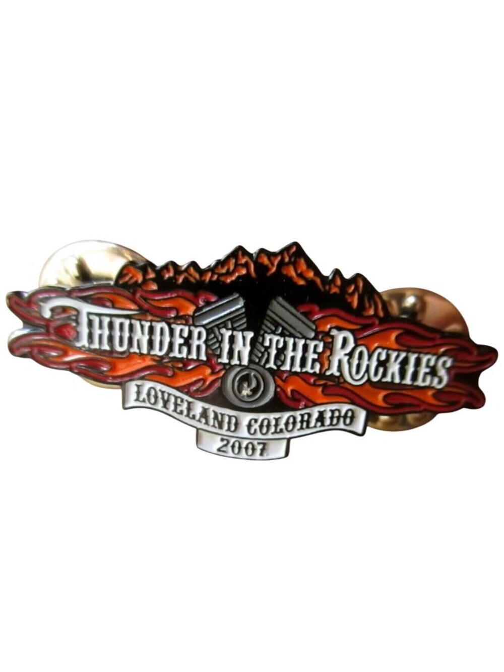 Biker Piinback Loveland Colorado Thunder In The Rockies 2007 Lapel Pin